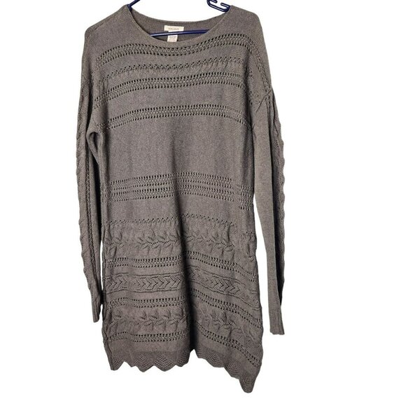 Sundance Dresses & Skirts - Sundance Womens Cable Open Knit Brown Sweater Dress Silk Blend Unlined M
